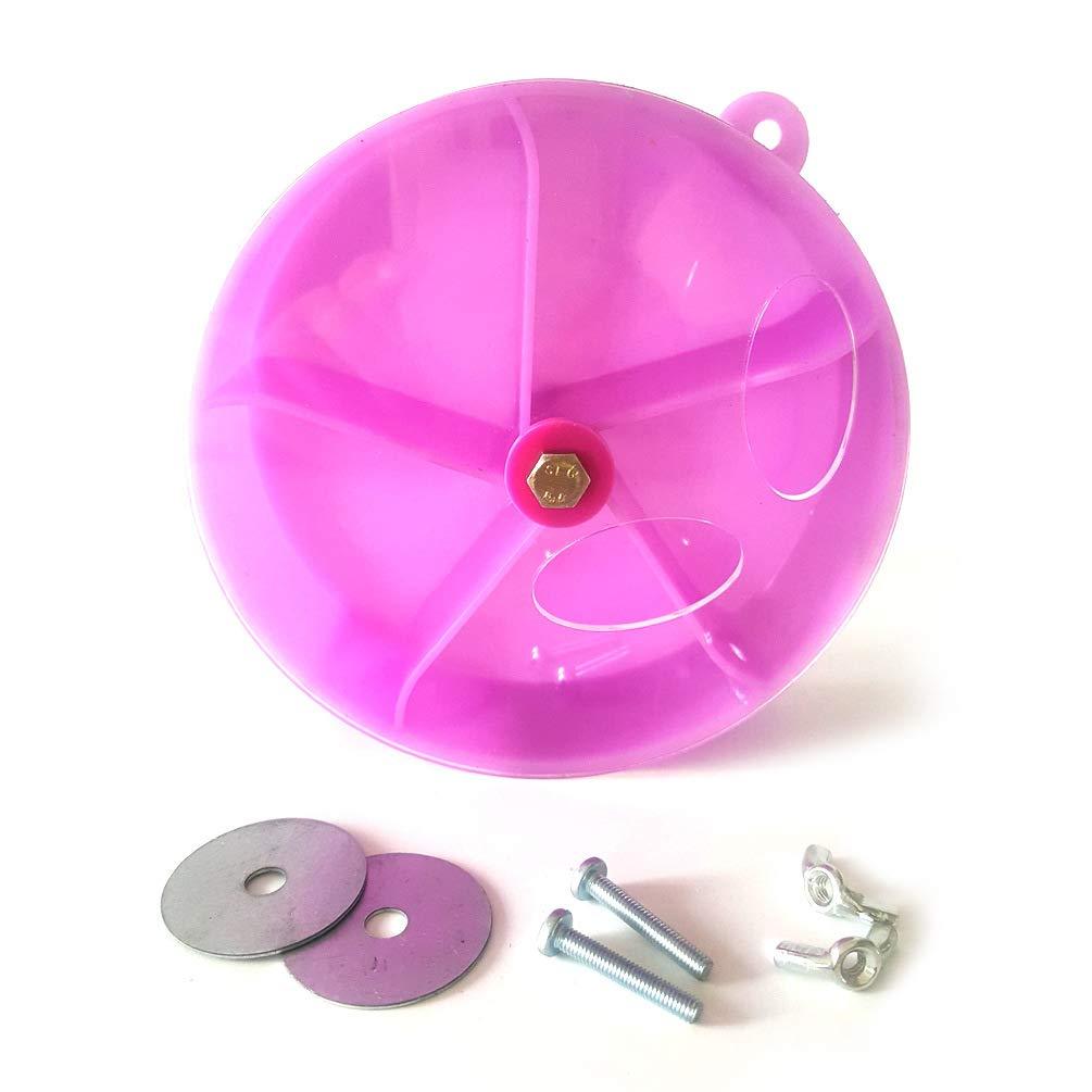 [Australia] - QBLEEV 5 Divisions Creative Bird Foraging Toy, Parrot Wheel Shape Puzzle Toys, Chewing Feeding Box Cages Shredder Accesssories for Conure Macaw Lovebird Budgie,Diameter-13cm/5, 120g Purple Pink 