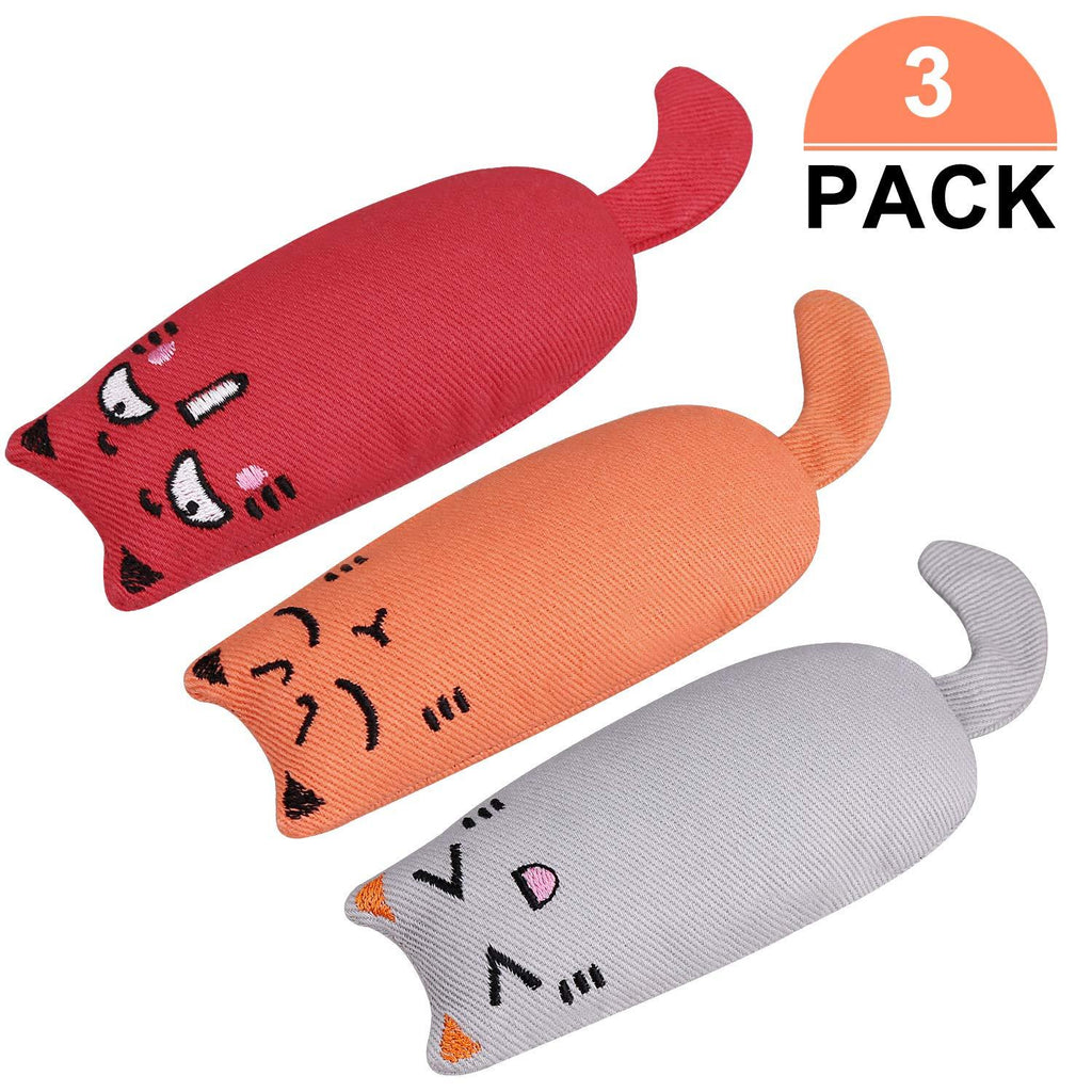 [Australia] - Bojafa Cat Catnip Toys for Cat Playing Chewing Teeth Cleaning - Creative Pillow Scratch Pet Catnip Teeth Grinding Chew Toys 3 Pack 