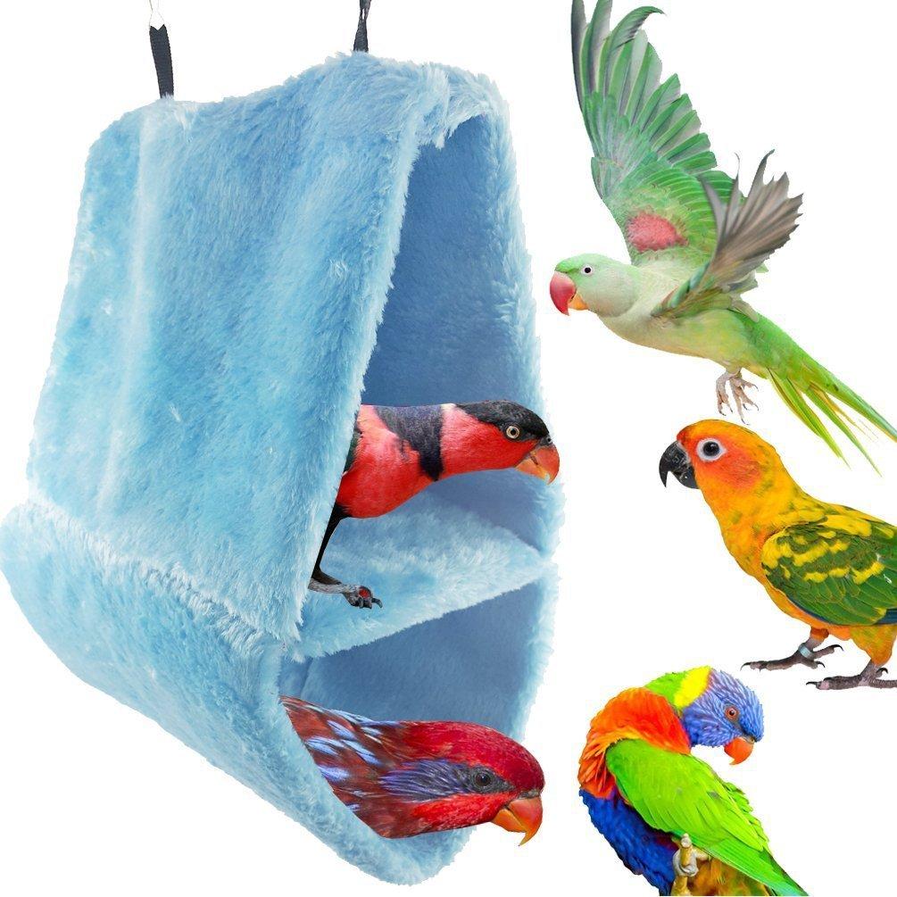 Warm Double-Layer Lint Bird Hammock Nest House Sleeping Bed for Pet Parrot Parakeet Cockatiel Conure Cockatoo African Grey Macaw Eclectus Amazon Budgie Lovebird Finch Canary Cage Stand Perch Toy S - PawsPlanet Australia