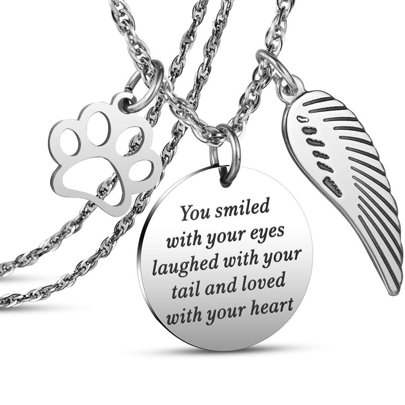 JanToDec Jewelry Pet Memorial Necklace Loss of Pet Memory Gift Dog Cat Loss Pendent Necklace, You Smiled with Your Eyes, Laughed with Your Tail, and Loved with Your Heart - PawsPlanet Australia