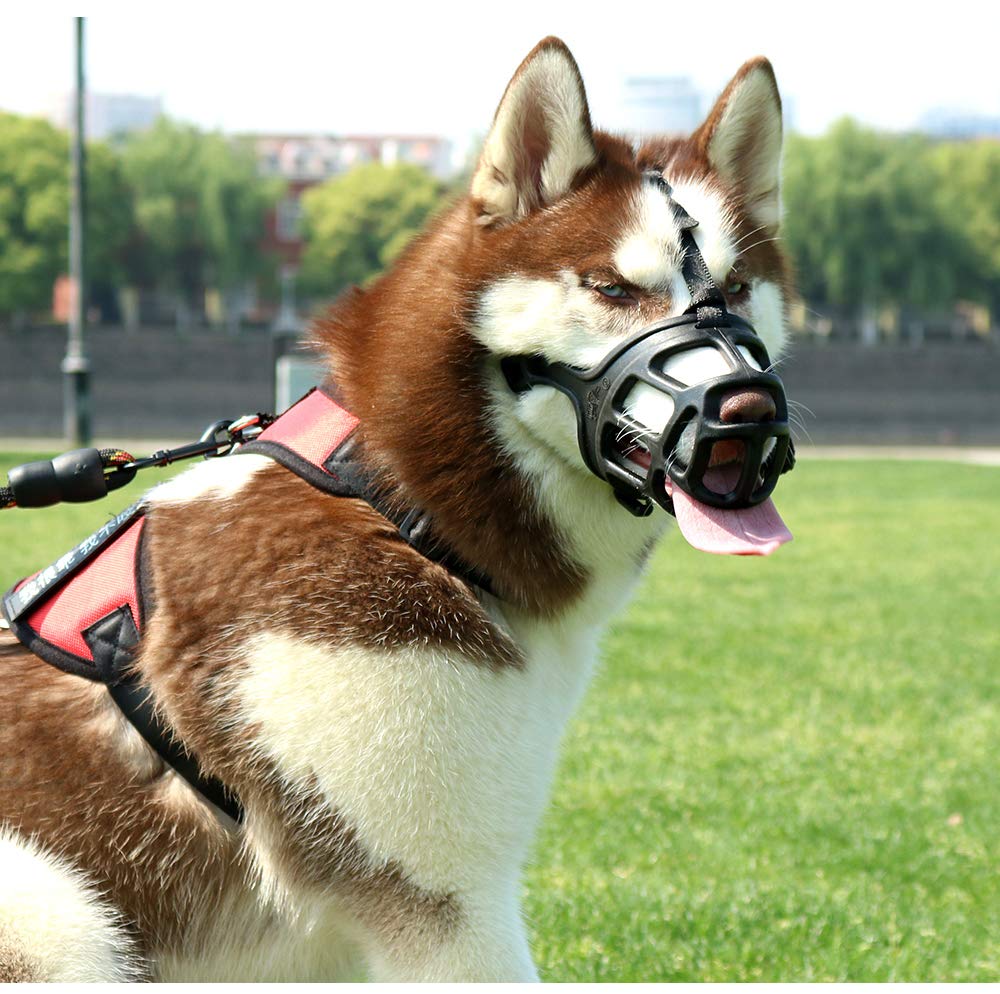 [Australia] - SHUNAI Pet Dog Muzzle, Soft Basket Rubber Muzzle Dog Ergonomics, Small Medium Large Dog Muzzle to NO Biting, Chewing, Barking, Adjustable Breathable Drinkable 3-Snout 10.2''~11.8'' 