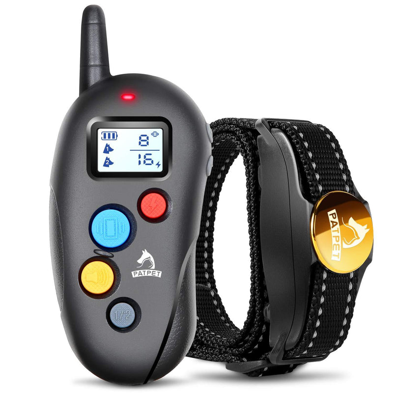 [Australia] - Patpet Dog Training Collar IPX7 Waterproof, Fast rechargeable Shock Collar for Dogs with 1000FT Long Remote Range, 3 Modes Beep/Vibration/Shock e-Collar for Small Medium Large Dog(AC Adapter Included) 