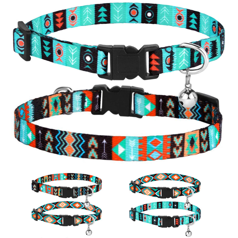 CollarDirect Cat Collar Breakaway Set of 2 PCS Tribal Pattern Aztec Pet Safety Adjustable Kitten Collar with Bell Ethnic + Tribal - PawsPlanet Australia