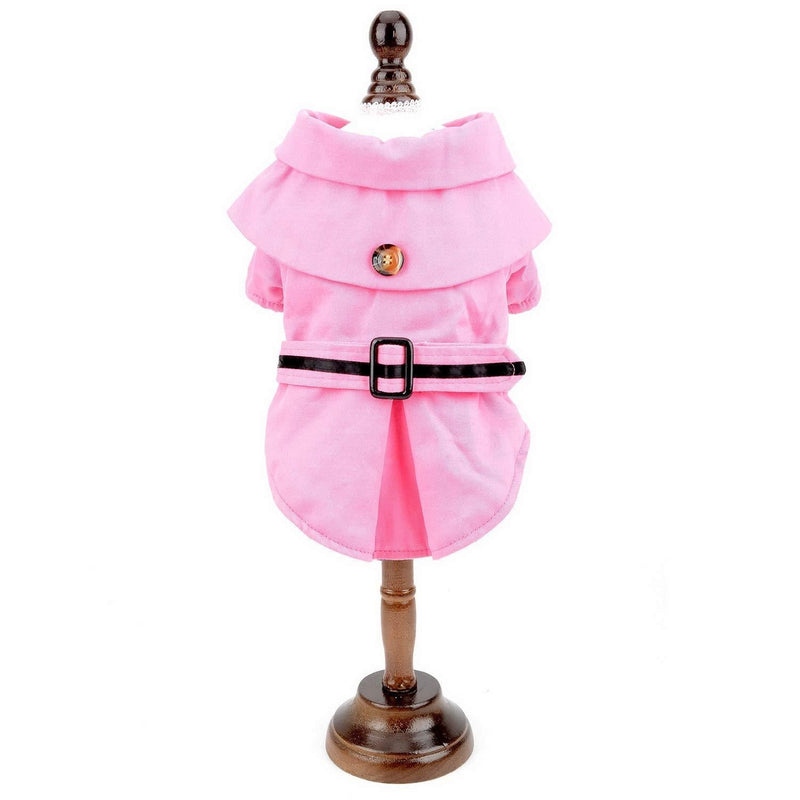 [Australia] - SMALLLEE_LUCKY_STORE Dog Fleece Lined Cotton Trench Coat Windproof XS Pink 