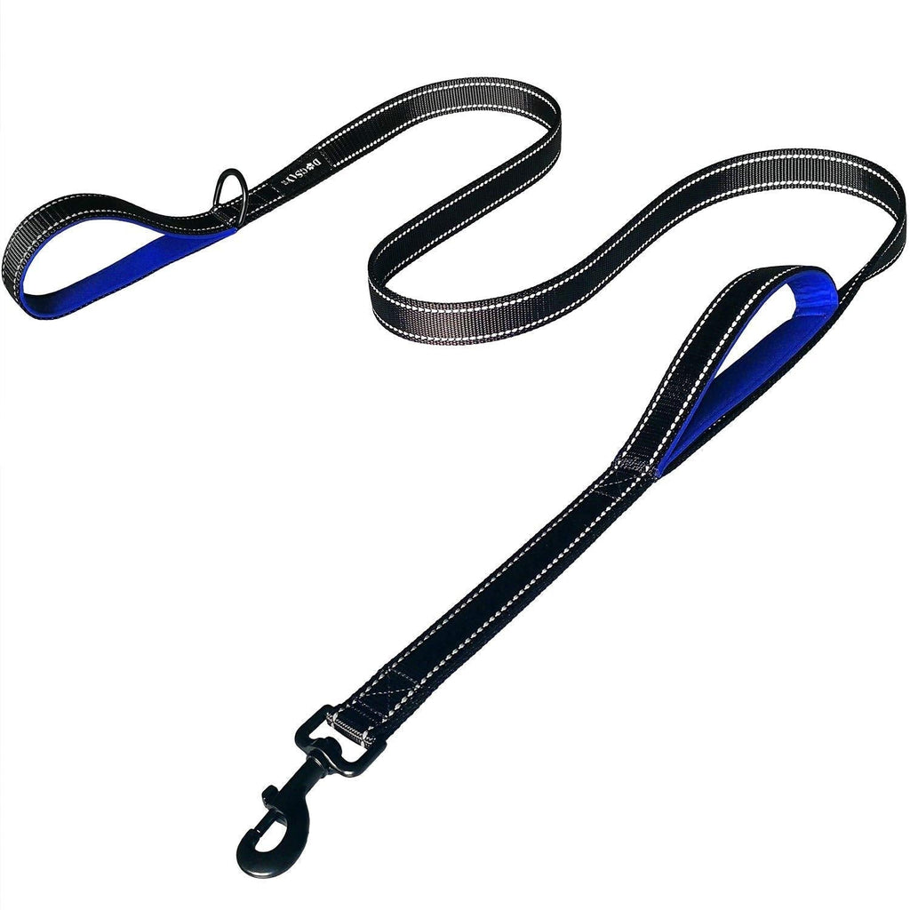 DOGSAYS Dog Leash 6ft Long - Traffic Padded Two Handle - Heavy Duty - Double Handles Lead for Training Control - 2 Handle Leashes for Large Dogs or Medium Dogs - Reflective Pet Leash Dual Handle Black + Blue - PawsPlanet Australia