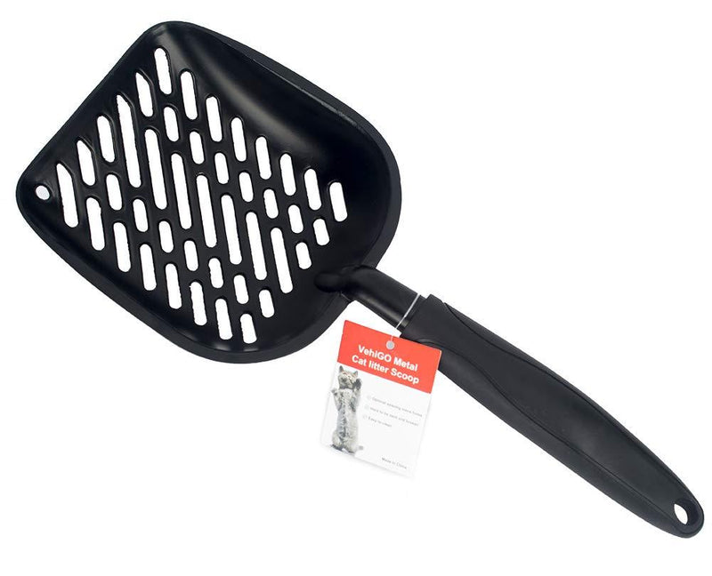 [Australia] - VehiGO Metal Cat Litter Scoop with a Deep Shovel Design | Solid Aluminum & Non-Stick Coating | Durable Rubber Coated Handle for Easy Scooping | Perfect Size Sifting Slots for Any Type of Kitty Litter 