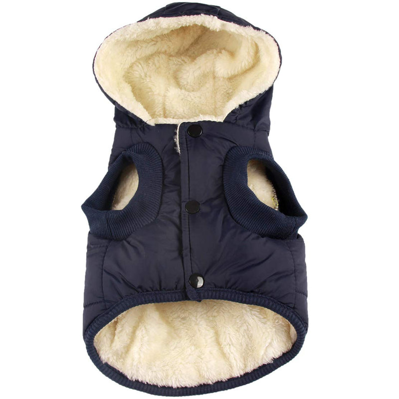 Vecomfy Fleece and Lining Extra Warm Dog Hoodie in Winter,Small Dog Jacket Puppy Coats with Hooded X-Small (Pack of 1) Blue - PawsPlanet Australia