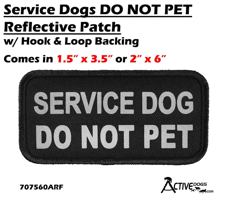 [Australia] - Activedogs Service Dogs DO NOT PET Reflective Patch w/Hook Velcro Backing 2" x 6" 