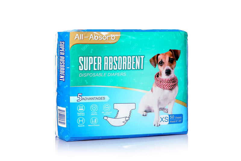 All-Absorb Disposable Female Dog Diapers, 50 Count X-Small - PawsPlanet Australia