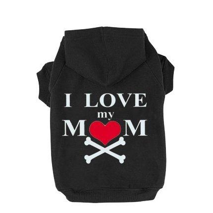 EXPAWLORER Dog Hoodie Black - Fleece Sweatshirt Hoodies Love Mom Costumes Small - PawsPlanet Australia