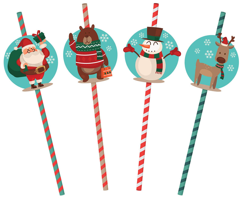 Christmas Party Straws | Paper Straws for Christmas Party Supplies | School Christmas Party Decorations | Set of 32 - PawsPlanet Australia