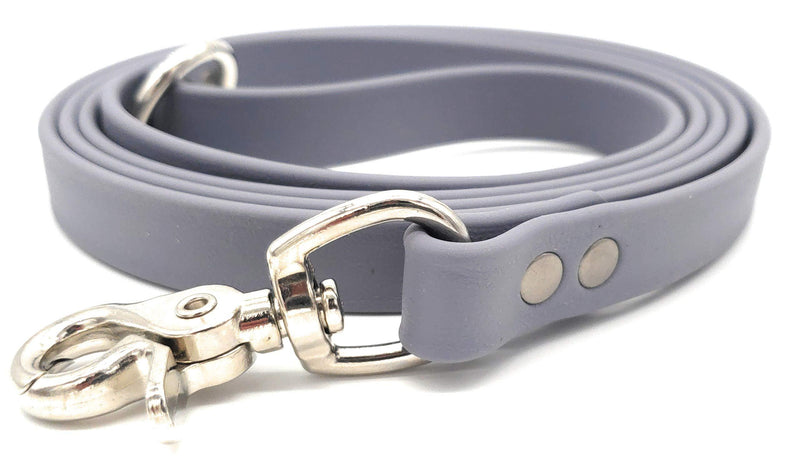[Australia] - Furbaby Products Biothane Dog Training Leash Waterproof Corrosion Resistant for Pet|Cats|Puppy Medium Extra Large Dogs with Nickel Plated Swivel 6ft Grey 