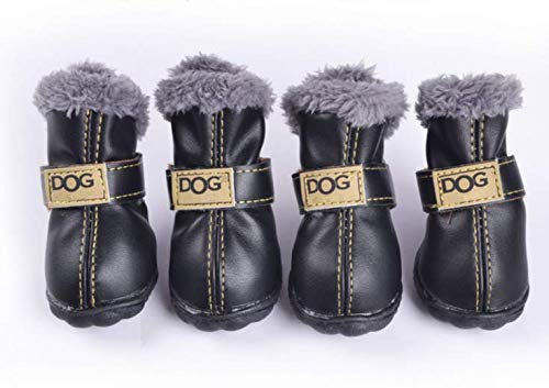 [Australia] - PIHAPPY Warm Winter Little Pet Dog Boots Skidproof Soft Snowman Anti-Slip Sole Paw Protectors Small Puppy Shoes 4PCS XS Black 