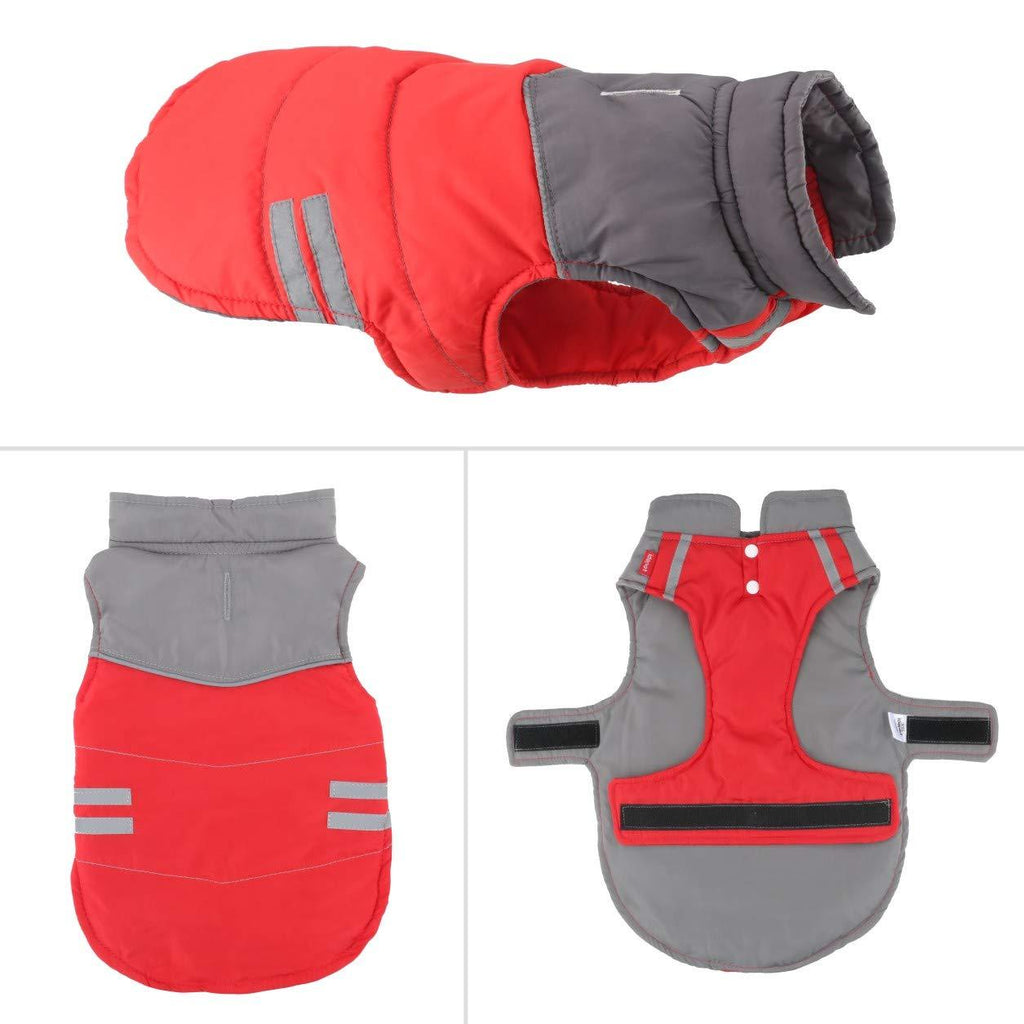 Idepet Dog Jackets for Windproof Waterproof Reversible Dog Coat for Cold Weather Warm Dog Vest for Small Medium Dogs XL Red - PawsPlanet Australia