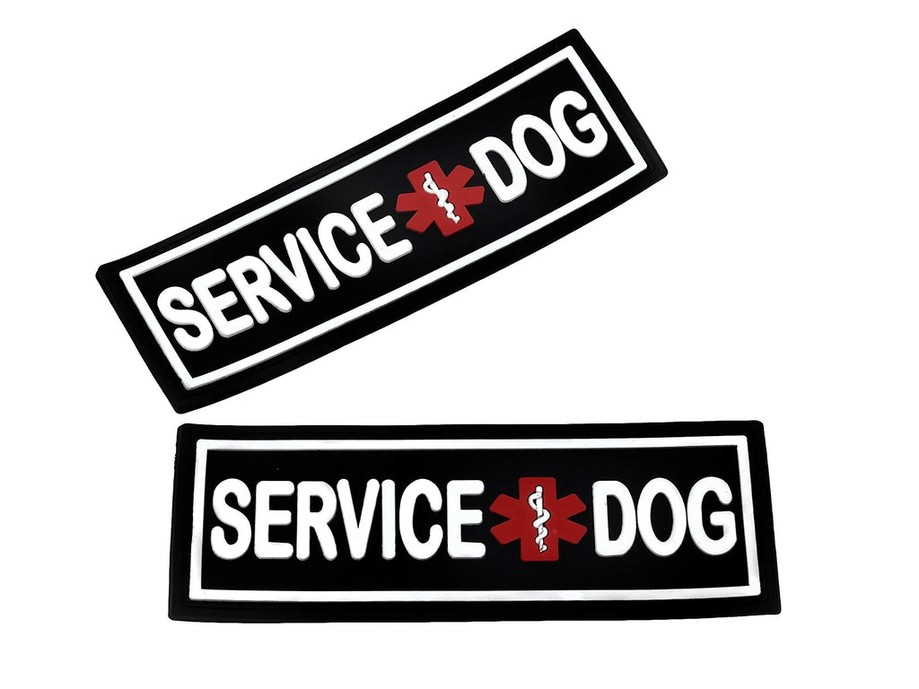 [Australia] - Dogline Service Dog Patch for Harness and Vest Removable 3D Rubber Patches Hook Backing for Small or Large Working Dogs 1" x 2.75" - Two Patches 