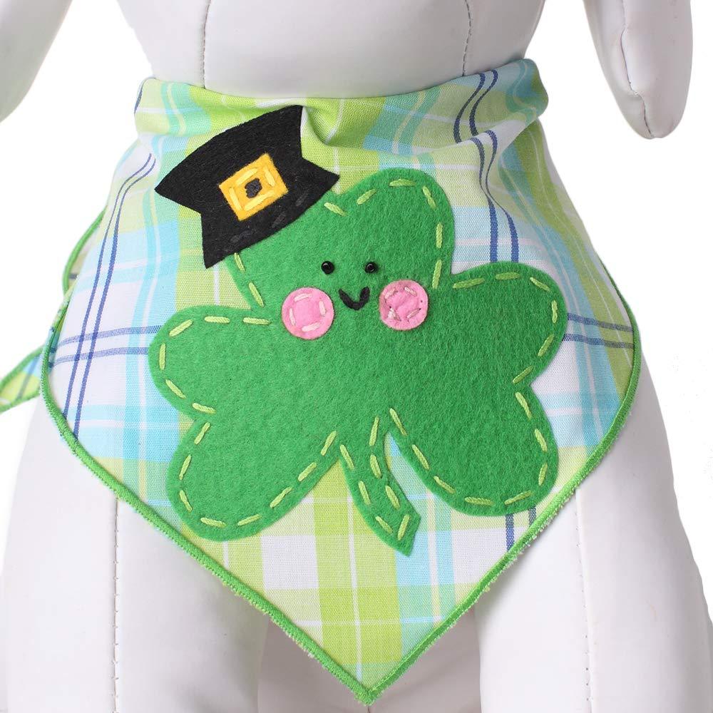 [Australia] - Tail Trends St. Patricks Day Dog Bandanas with Designer Applique for Medium to Large Sized Dogs - 100% Cotton Shamrock 