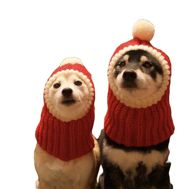 [Australia] - NACOCO Christmas Dog Hat Crocheted Snood Funny Pet Cap with Pompon Red Green Warm Winter Dog Hat Knit Snood Headwear for Pets & Women & Men M 