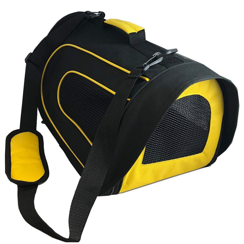Pet Magasin Airline Approved Cat Carrier - Water Resistant, Collapsible, Soft-Sided Kennel for Cats, Small Dogs, Puppies and Small Animal Large (18'' x 11'' x 10'') Black/Yellow - PawsPlanet Australia