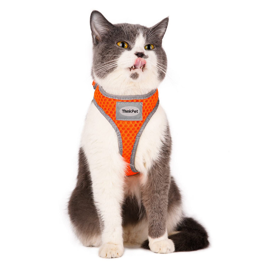 ThinkPet Reflective Breathable Soft Air Mesh No Pull Puppy Choke Free Over Head Vest Ventilation Harness for Puppy Small Medium Dogs and Cats XX-Small (Pack of 1) Neon Orange - PawsPlanet Australia