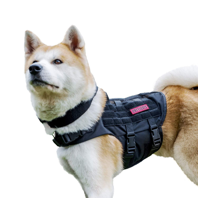 [Australia] - OneTigris K9 Tactical Dog Harness Patrol Dog Vest with Comfortable Adjustable Neck Protection Straps & Durable Handle (Small, Medium, Large Size) Black 