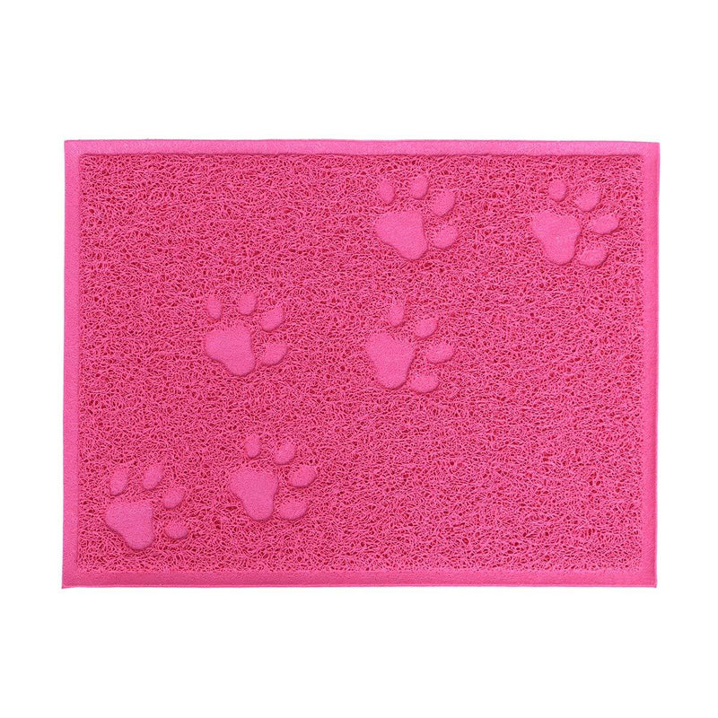 [Australia] - POPETPOP Pet Cat Litter Mat Waterproof Dog Puppy Kitten Dish Bowl Food Water Placemat 30 x 40cm (Rose Red) 