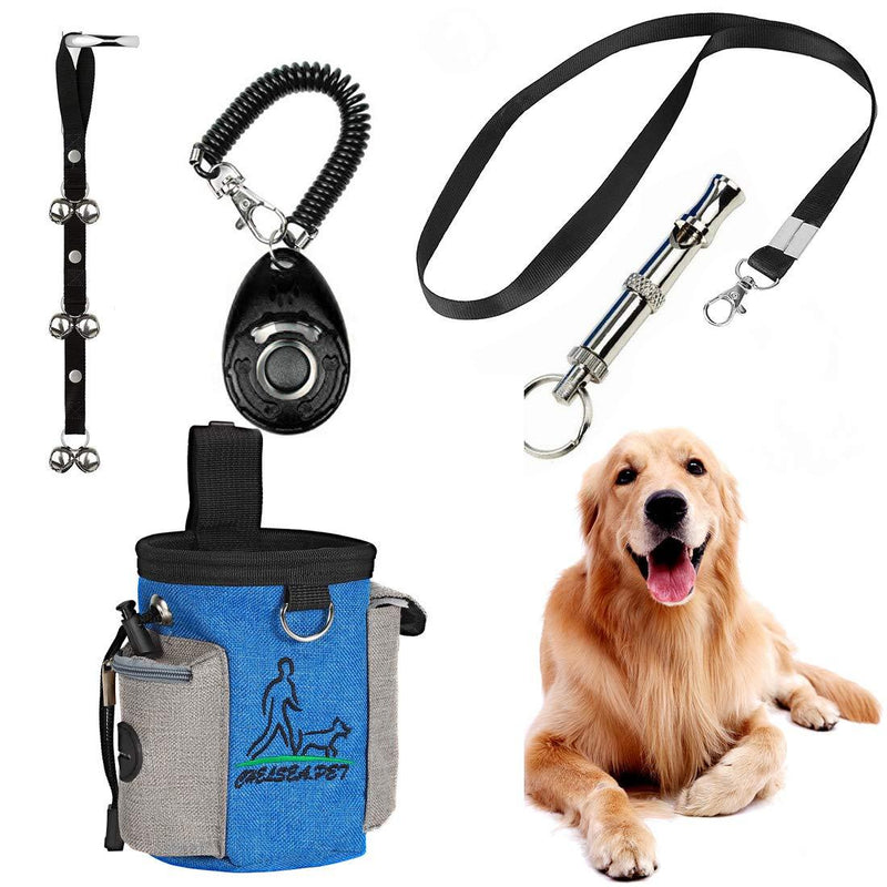[Australia] - STARROAD-TIM Dog Training Set Adjustable Puppy Doorbells for Dogs Training Bag Whistle to Control Stop Barking Pet Trainer Dog Training Clicker (Black- 4Pcs) 