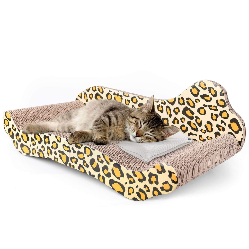 [Australia] - PrimePets Cat Scratcher Lounge, Recycle Corrugated Cat Scratcher Cardboard, Cat Scratching Lounger Sofa Bed, Kitty Scratcher Lounge for Small Kitty (Catnip Included) Small Cat Scratcher Lounge 