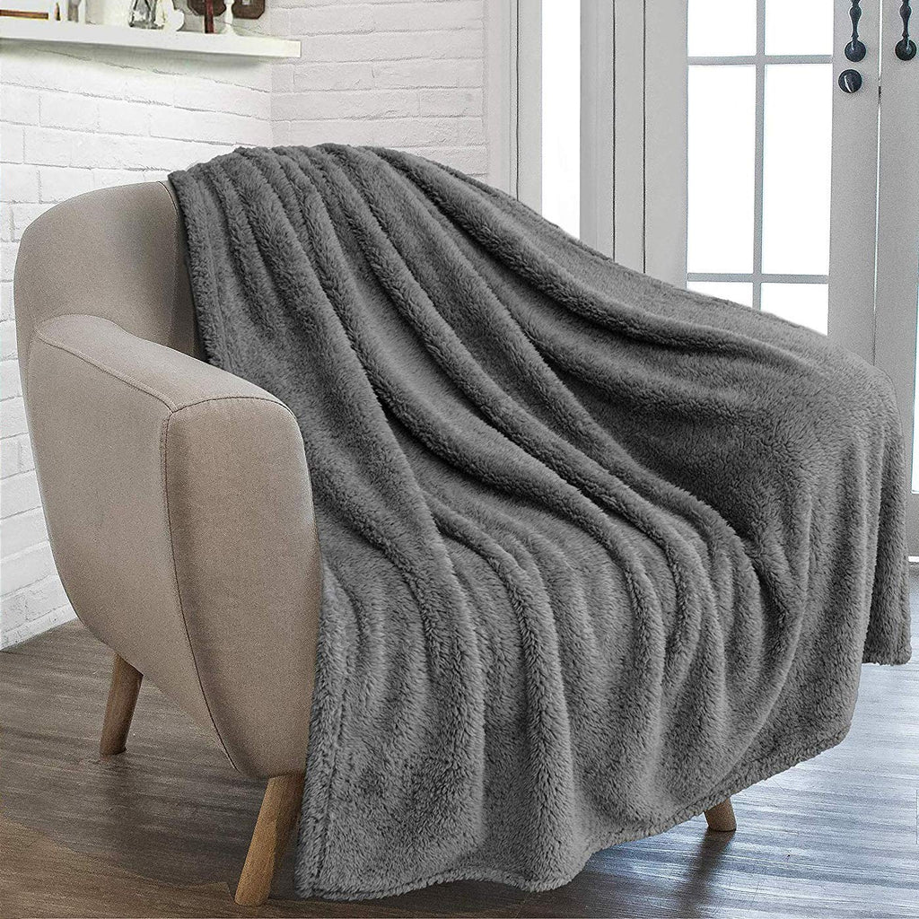furrybaby Premium Fluffy Fleece Dog Blanket, Soft and Warm Pet Throw for Dogs & Cats (X Large 59x78'', Grey) X Large 59x78'' - PawsPlanet Australia