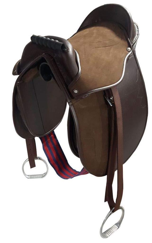 Cwell Equine Kids PONY PAD/Cub Saddle complete with stirrups, girth & Straps (14 Inches, Brown) 14 Inches - PawsPlanet Australia