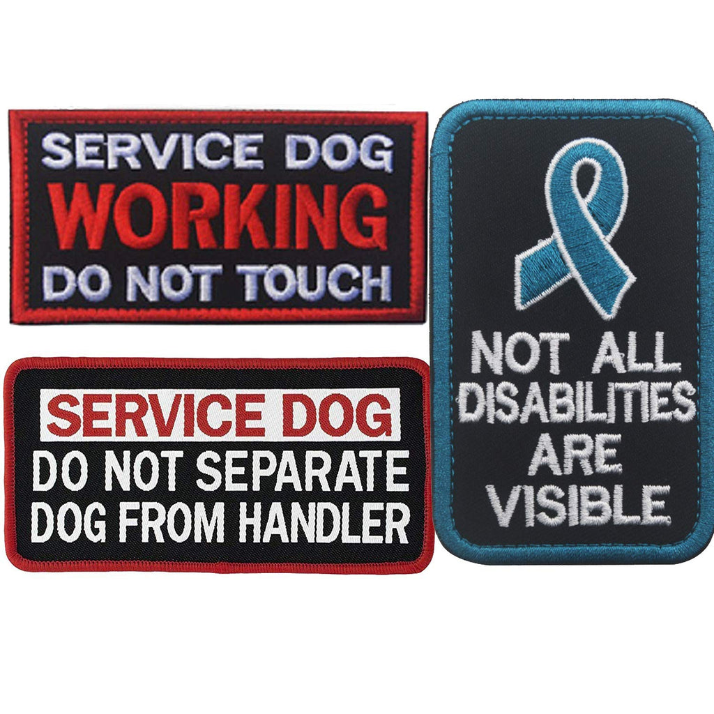 [Australia] - ODSP Service Dog Do Not Separate Dog from Handler, Not All Disabilities are Visible, Working Do Not Touch Emblem Embroidered Fastener Hook and Loop Backing Patches for Vests/Harnesses 