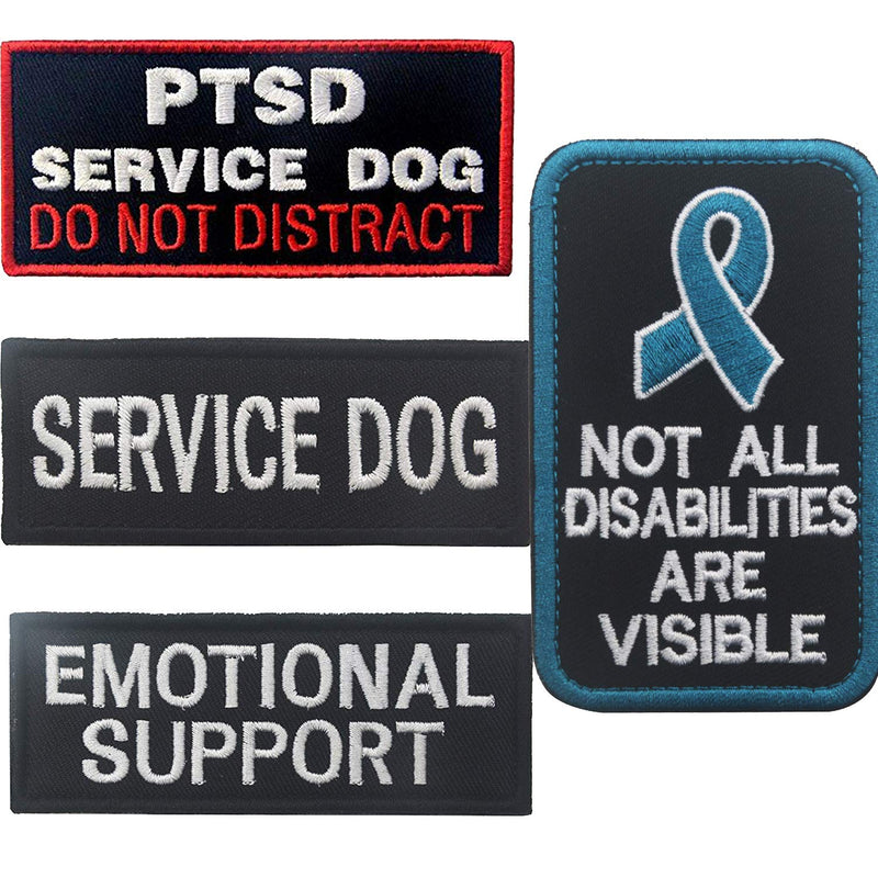 [Australia] - ODSP Service Dog PTSD Do Not Distract, Not All Disabilities are Visible, Emotional Support Emblem Embroidered Fastener Hook and Loop Backing Patches for Vests/Harnesses 