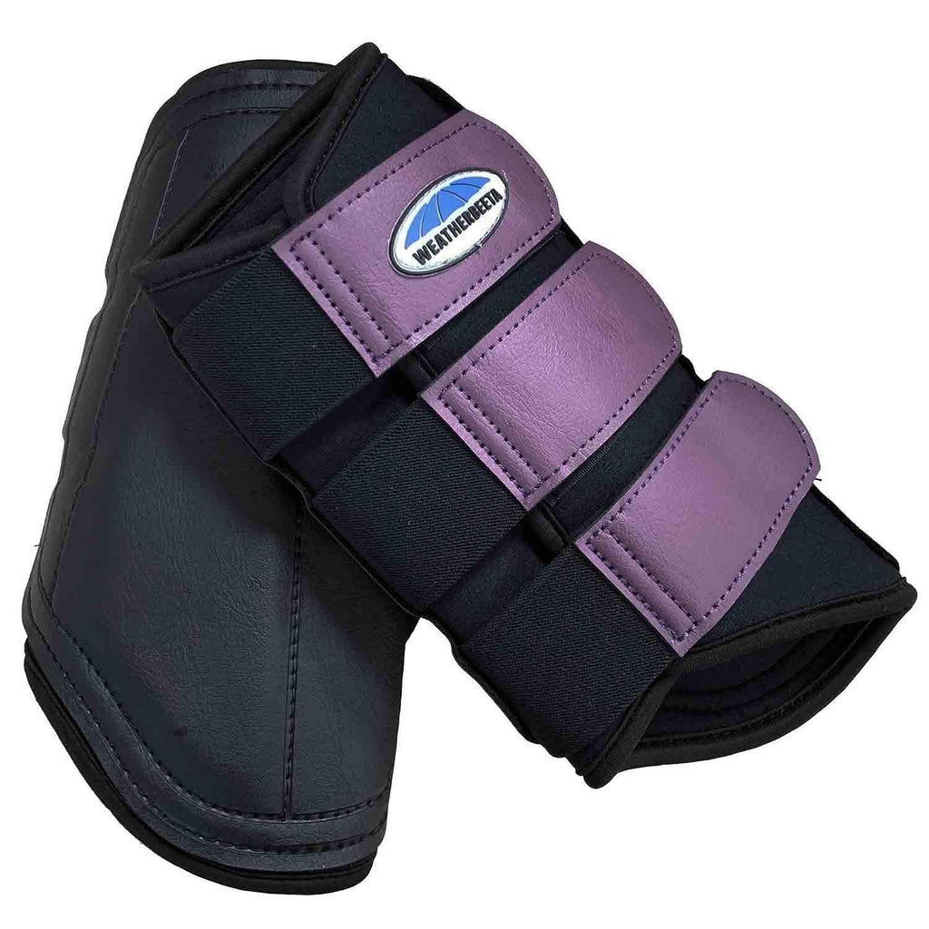 [Australia] - Weatherbeeta Single Lock Brushing Boots Black/Purple Penant Full 