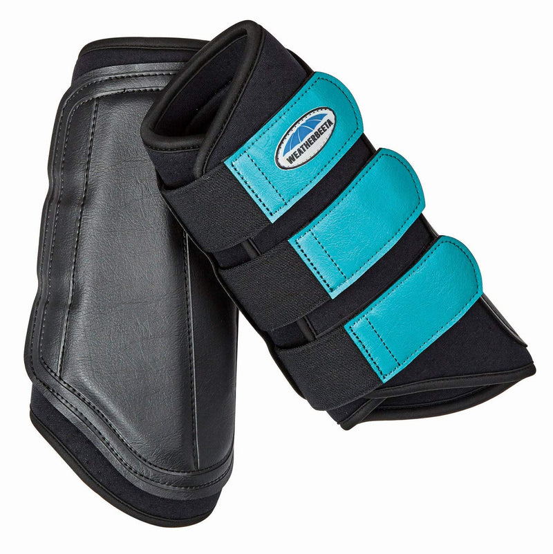 Weatherbeeta Single Lock Brushing Boots Black/Turquoise Full - PawsPlanet Australia