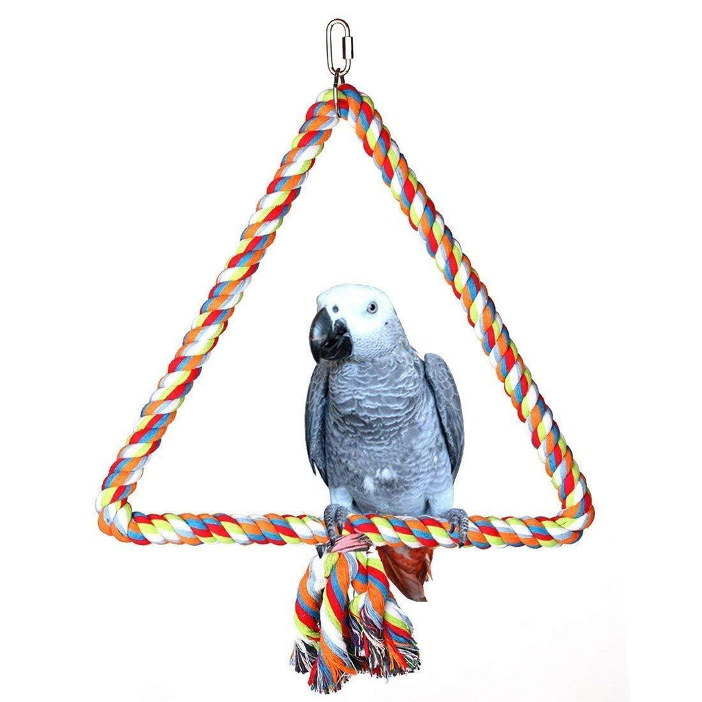 [Australia] - Hypeety Birds Rope Triangle Perch Adjustable Parrot Cage Stand Chewing Swing Toy Ropes for Small Medium Parrot Spiral Rope Cage M:9.8*11inch 