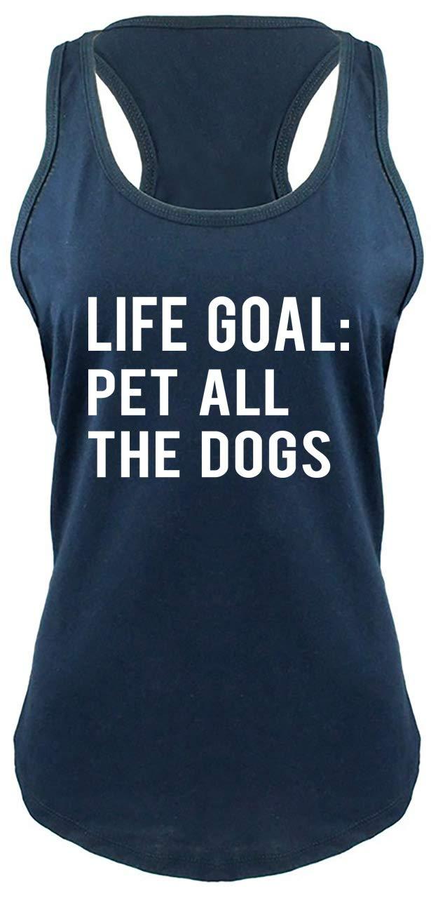 Comical Shirt Ladies Life Goal Pet All The Dogs Racerback Large Navy - PawsPlanet Australia