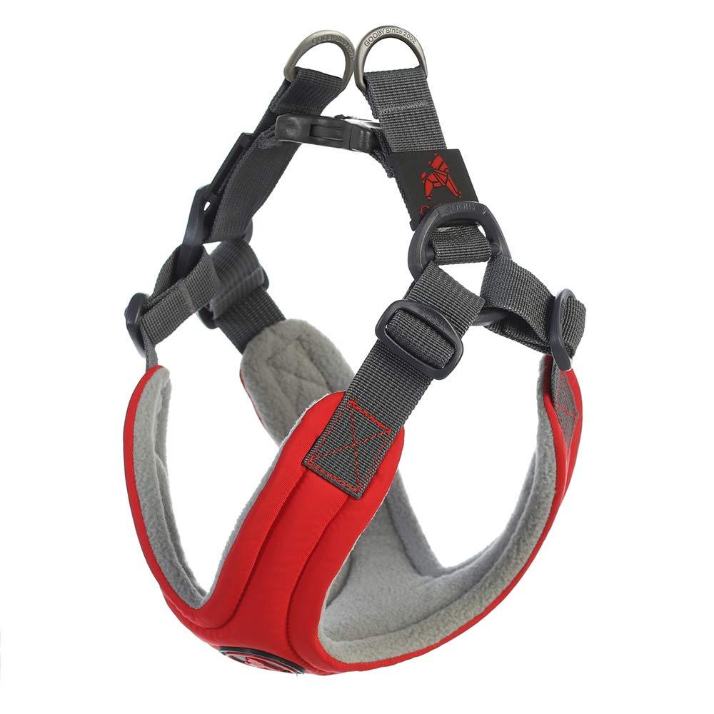 [Australia] - Gooby - Escape Free Memory Foam Harness, Small Dog Step-in Harness for Dogs That Like to Escape Their Harness Red Medium Chest (15-20.5") 
