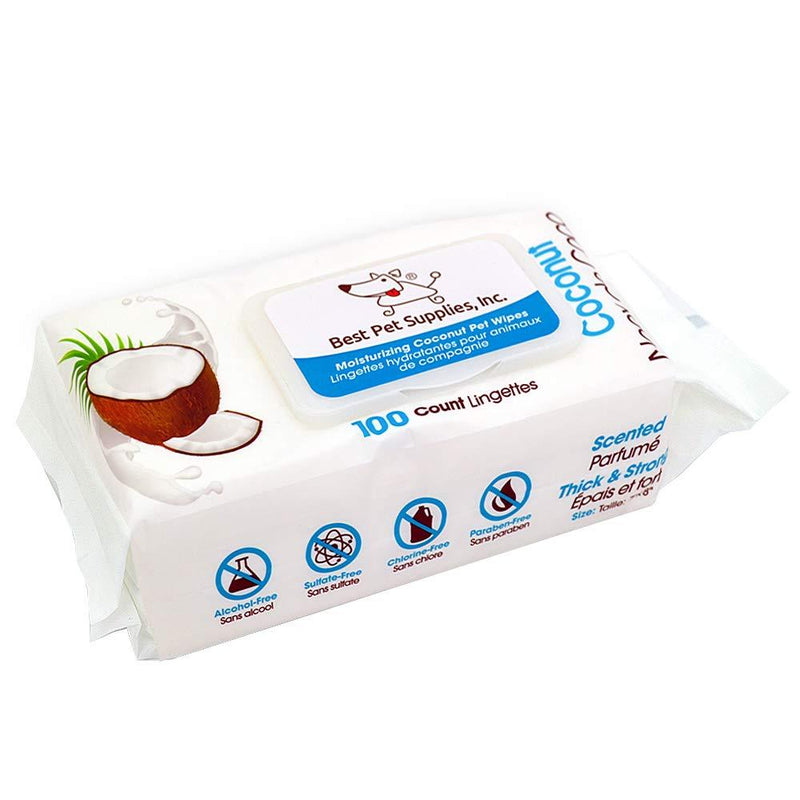 [Australia] - Pet Grooming Wipes for Dogs and Cats | Hypoallergenic and Deodorizing 100 Pack Coconut 