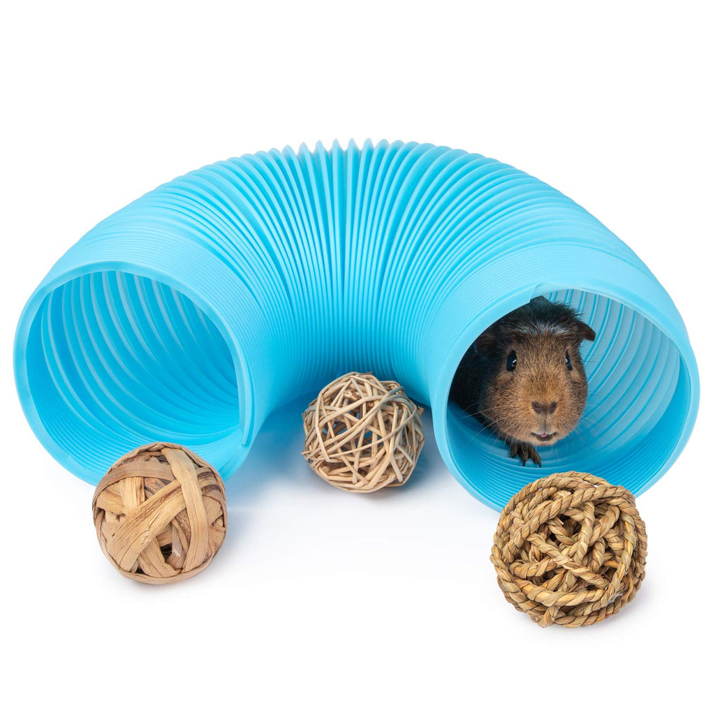 Niteangel Fun Tunnel with 3 Pack Play Balls for Guinea Pigs, Chinchillas, Rats and Dwarf Rabbits Blue - PawsPlanet Australia