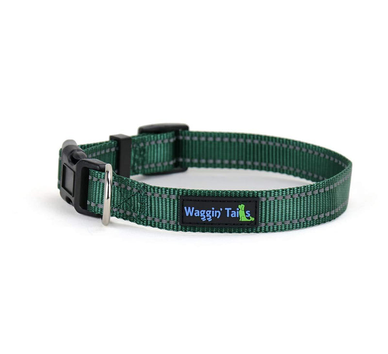 [Australia] - Wagtime Club Classic Reflective Dog Collar - 6 Vibrant Colors - Matching Leash Sold Separately Small Hunter Green 