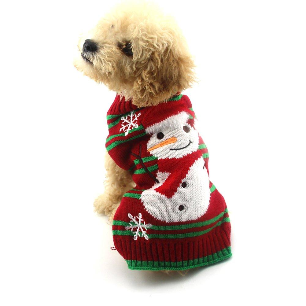 Cuteboom Dog Snow Sweaters Snowman Sweaters Xmas Dog Holiday Sweaters New Year Christmas Sweater Pet Clothes for Small Dog and Cat S - PawsPlanet Australia