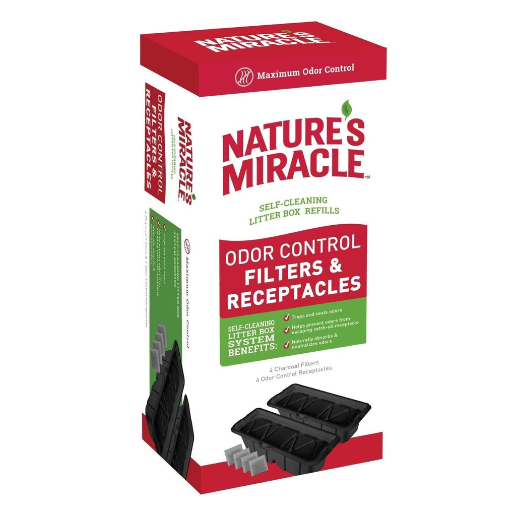 Nature's Miracle P-98232  Waste Receptacles Litter Box Waste Receptacles 4-count w/ charcoal filters For 2nd Edition Box - PawsPlanet Australia