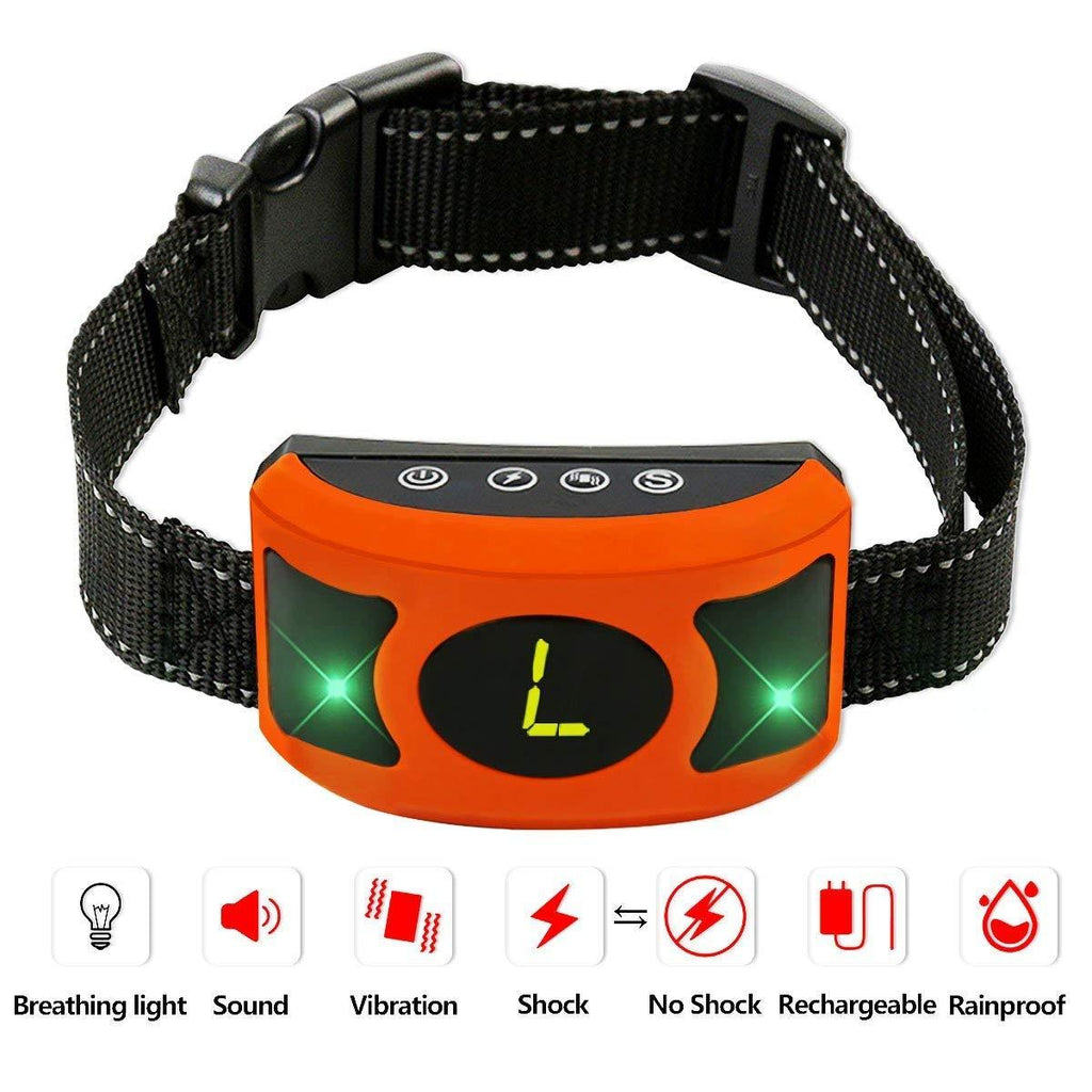 [Australia] - PETOWN New 2019 Version Flashing Lights Bark Collar with Upgraded Smart Chip - Best Intelligent Dog Shock, Beep Anti-Barking Collar. No Bark Control for Medium/Large Dogs (Orange) … 