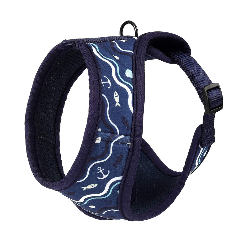 [Australia] - Mile High Life Dog & Cat | Fit Easy Vest Harness | No Choke Pull Step-in | Breathable Soft Mesh | Comfort Padding Puppy Training Halter Medium Girth (15.7"-23.2") Navy/Blue Wave 