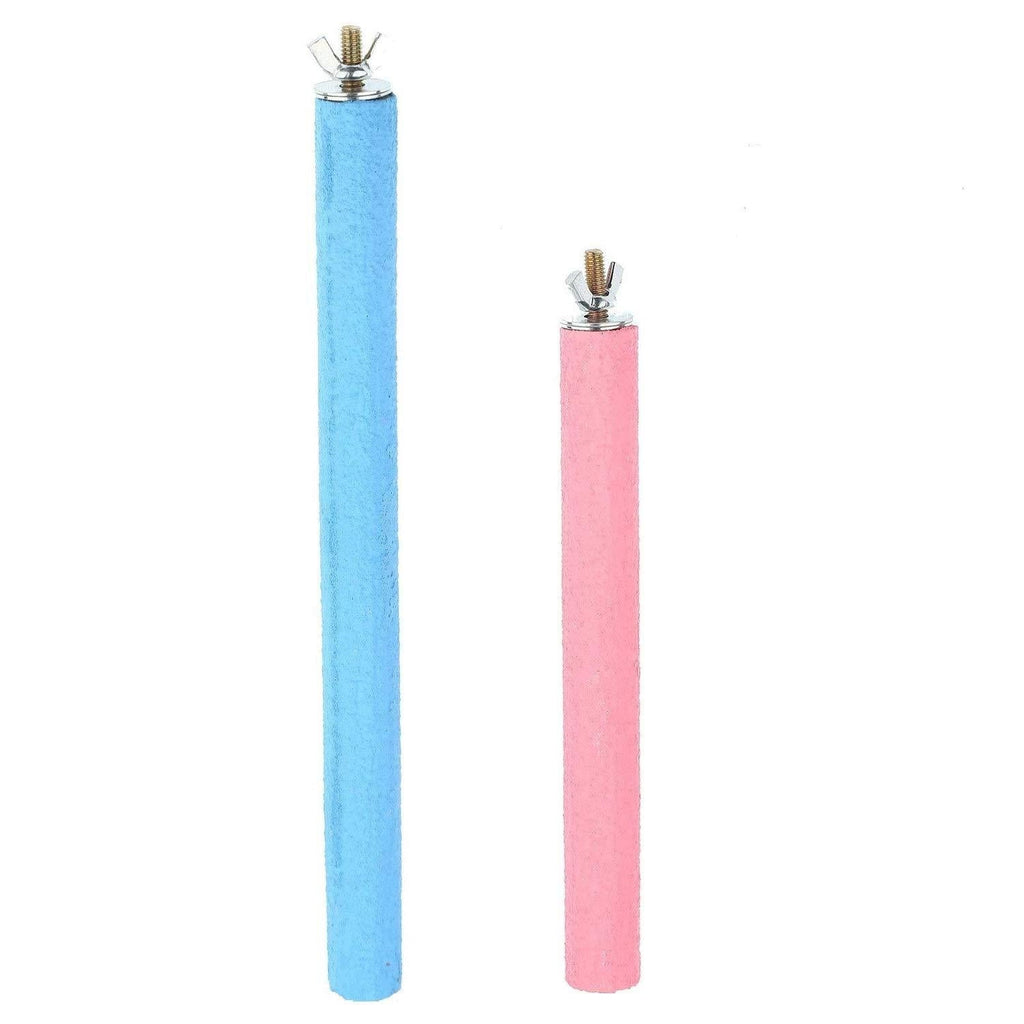 [Australia] - 2Pack Bird Parrot Cage Perch Sand-Surface Stand Toy Molar Wood Stick Platform Grinding Branch for Macaw African Greys Budgies Cockatoo Parakeet Cockatiel Conure Lovebirds L-2Pack 