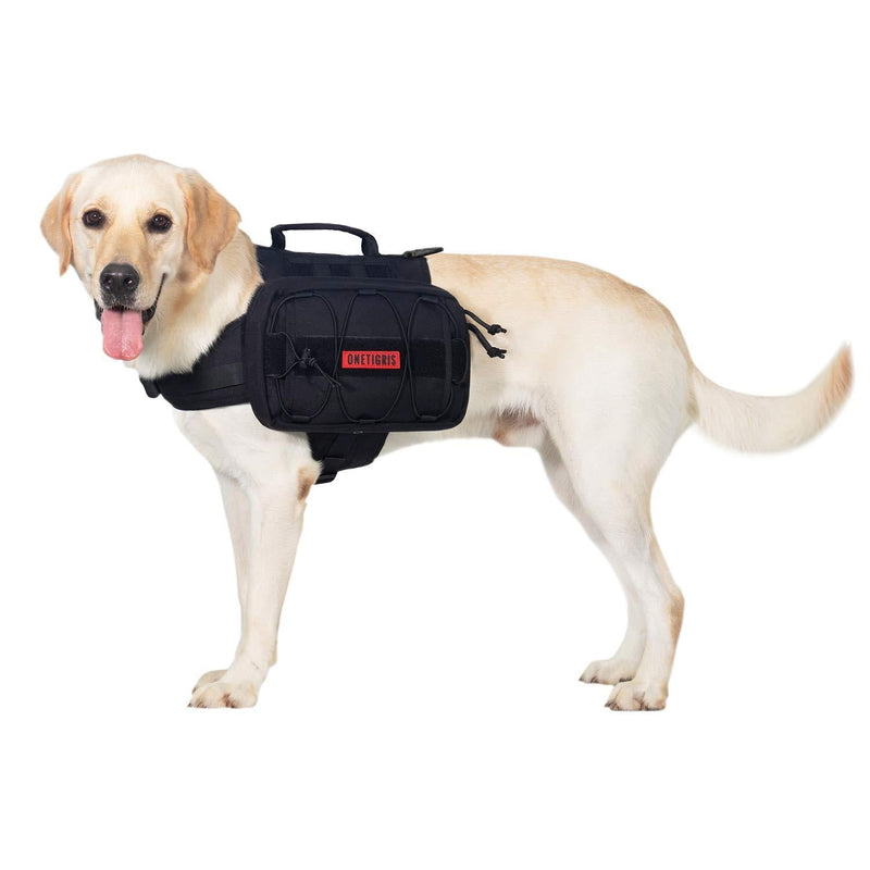[Australia] - OneTigris Dog Backpack for Hiking Nylon Dog Harness Backpack with Side Pockets for Large Dog with 22"-31.5" Neck Girth and 29"-35.8" Chest Girth Black 
