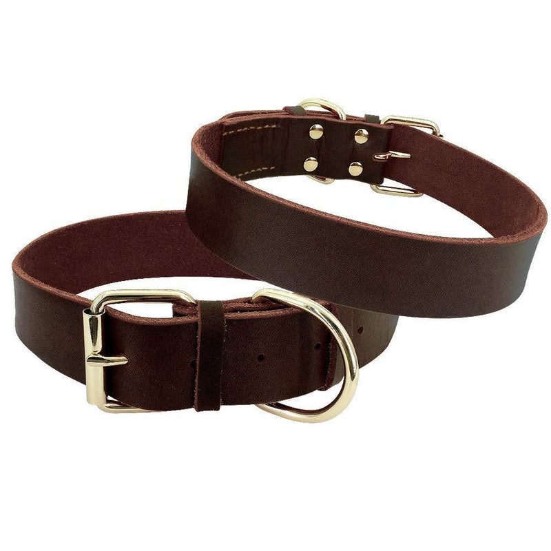 [Australia] - Beirui Genuine Leather Dog Collars - Heavy Duty Durable Military Grade Dog Training Collars - Walking for Medium Large Dogs,Rich Brown,M,L,XL M: Width 1", Neck 14-16.5" Rich Brown 