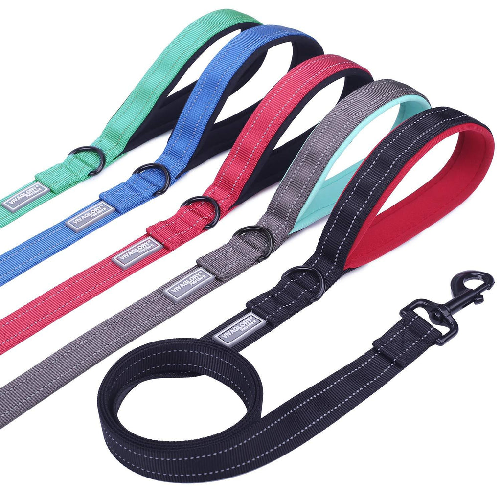 [Australia] - Vivaglory Dog Leash with Padded Handle, Heavy Duty Reflective Nylon Training Leash Walking Lead for Small to Large Dogs 4 FT x 1" Wide Black 