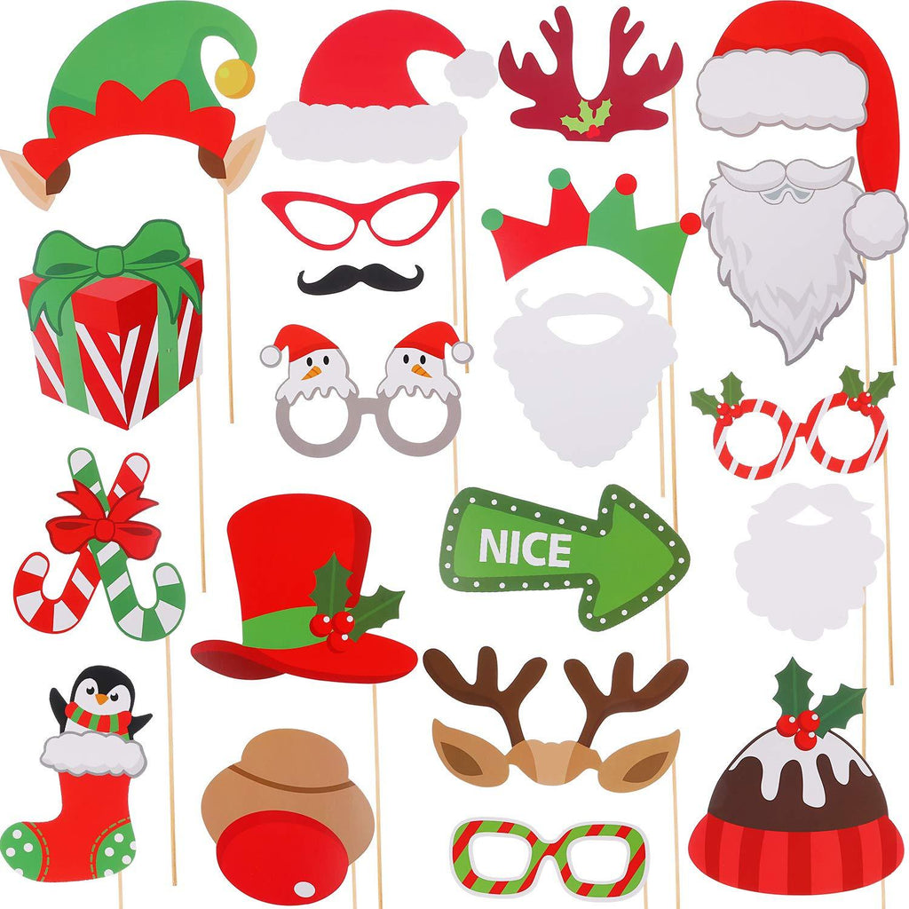Jovitec 82 Pieces Christmas Photo Booth Props Kit, for Christmas Event Party Favors and Christmas Decorations Art Crafts (82 Pieces, Christmas) - PawsPlanet Australia