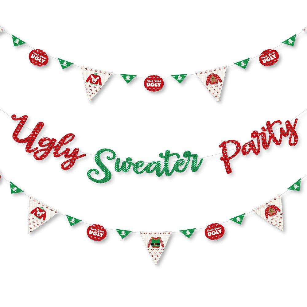 Big Dot of Happiness Ugly Sweater - Holiday and Christmas Party Letter Banner Decoration - 36 Banner Cutouts and Ugly Sweater Party Banner Letters - PawsPlanet Australia