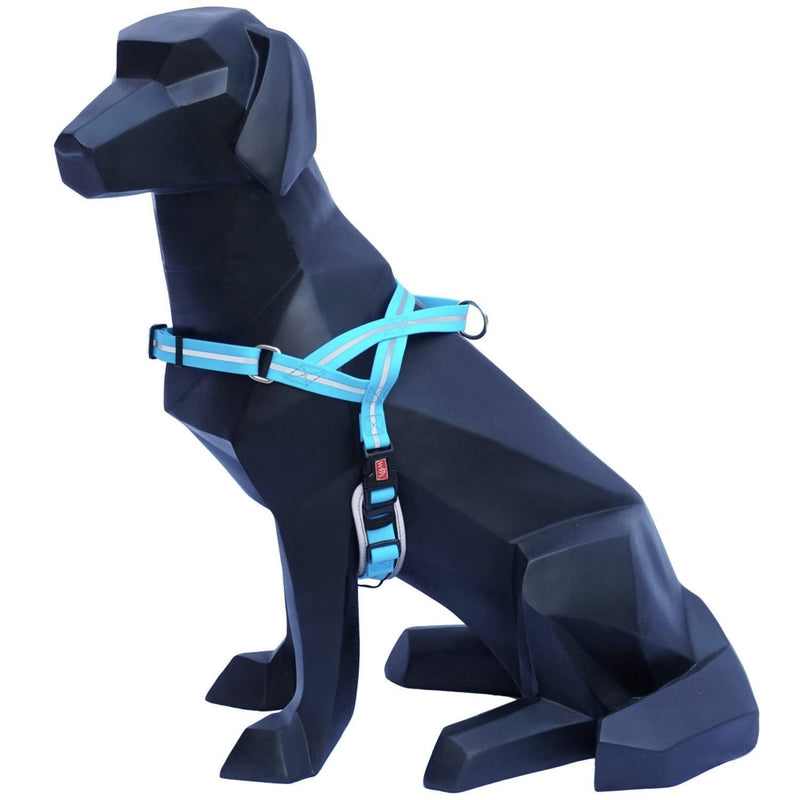 [Australia] - WIGZI Weatherproof All Conditions Reflective Padded Harness with Adjustable Neck and Chest Durable - EZ ON/OFF NO STEP IN Medium Blue 